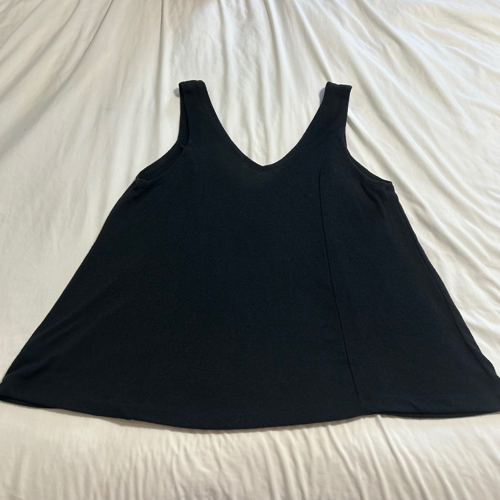 Ava & Viv Womens XXL Black V-Neck Sleeveless Tank Top A-Line Seamed Blouse - Picture 3 of 7